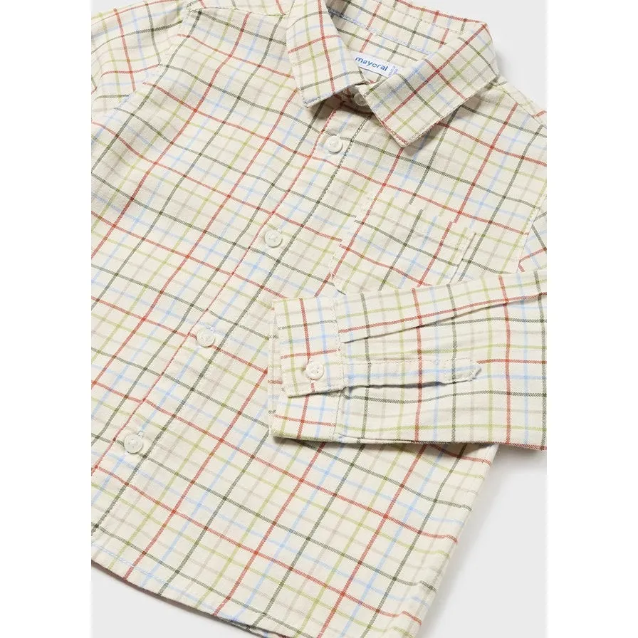 Mayoral Forest Plaid Long Sleeve Dress Shirt