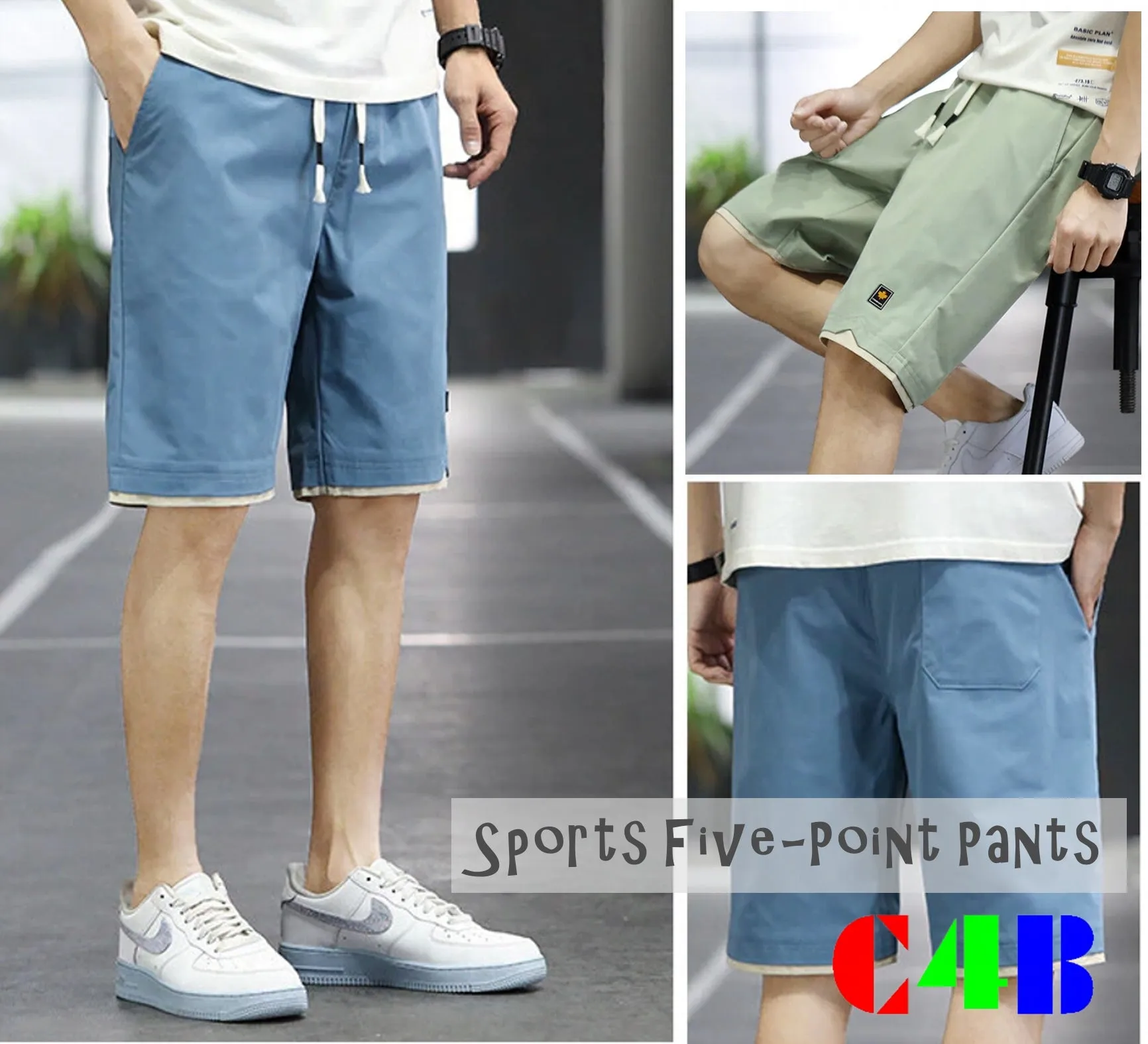 Men Shorts Slim Sports Five-Point Pants