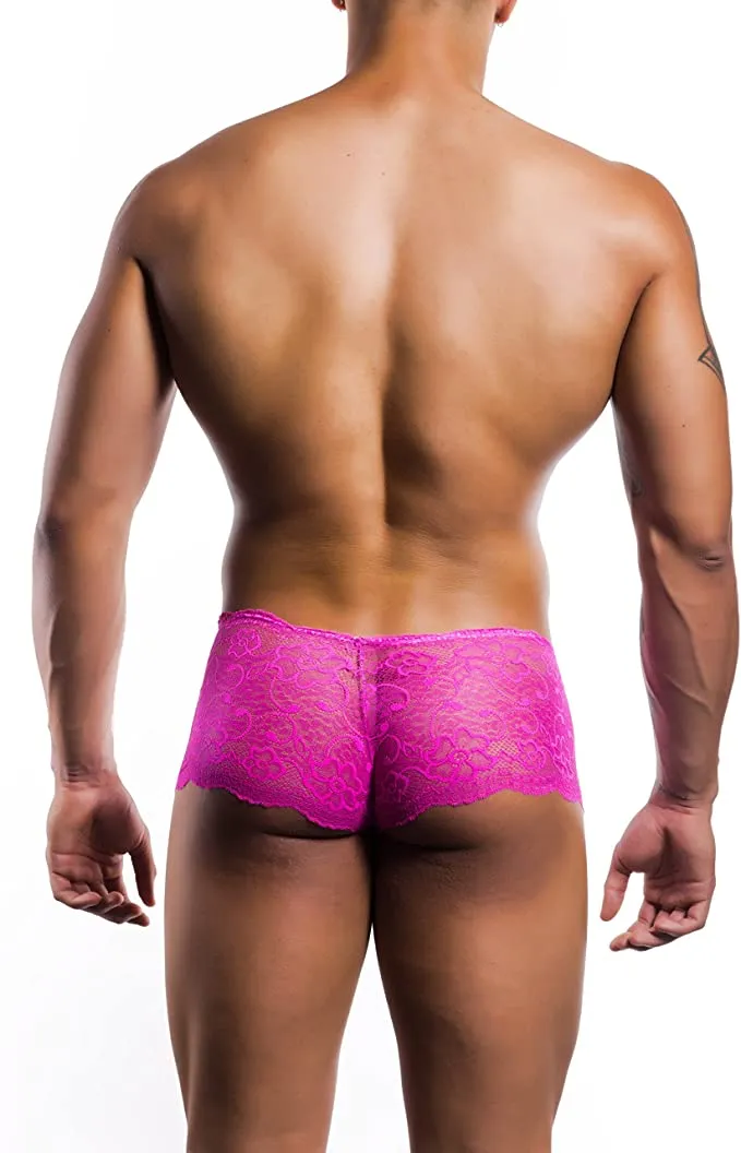 Mens Flower Lace Mini Boy Shorts Pink
