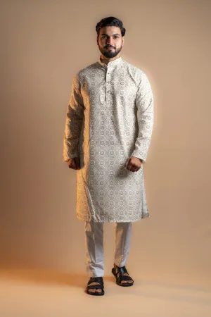Men's Off-white Kurta Set