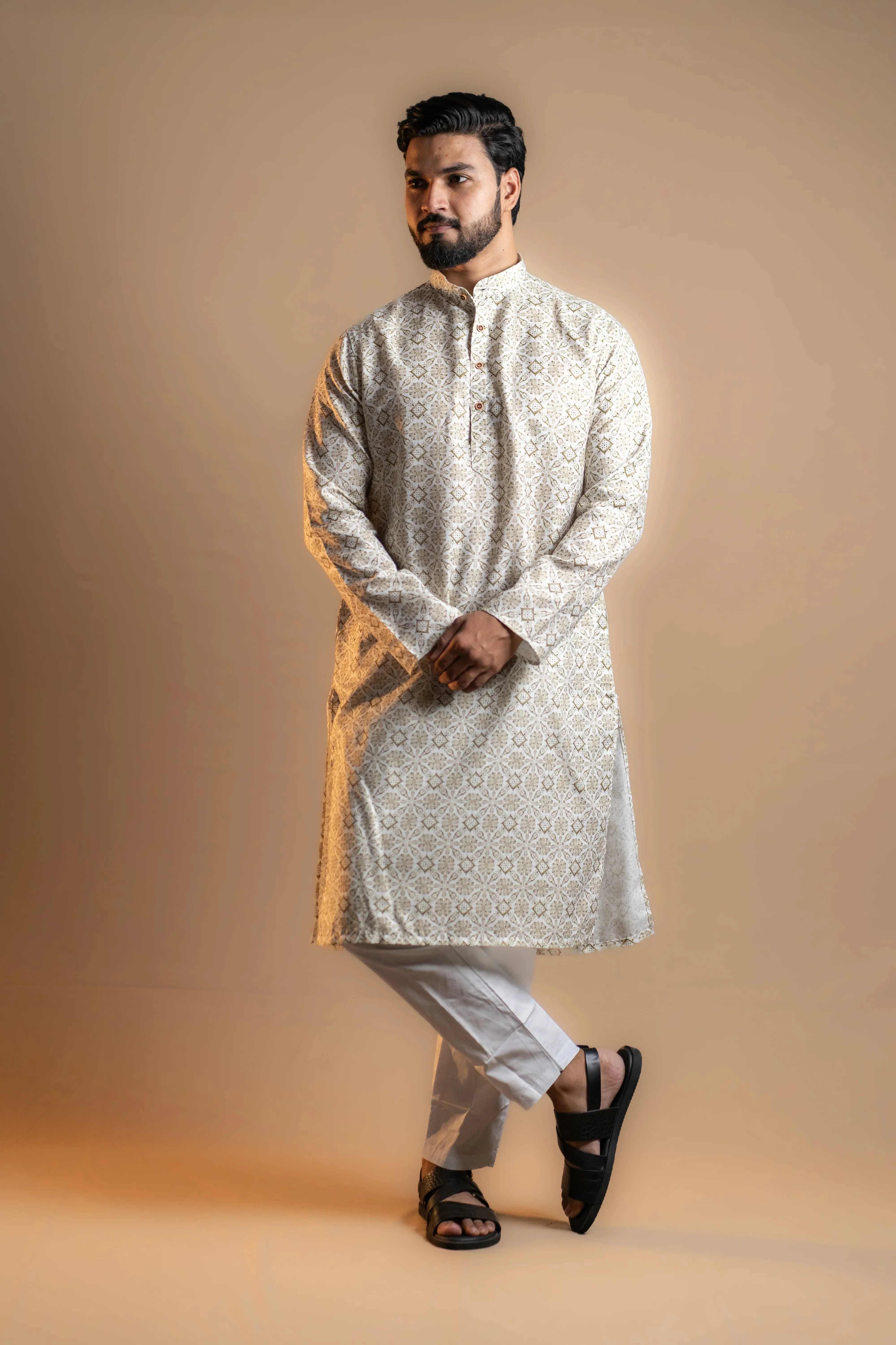 Men's Off-white Kurta Set
