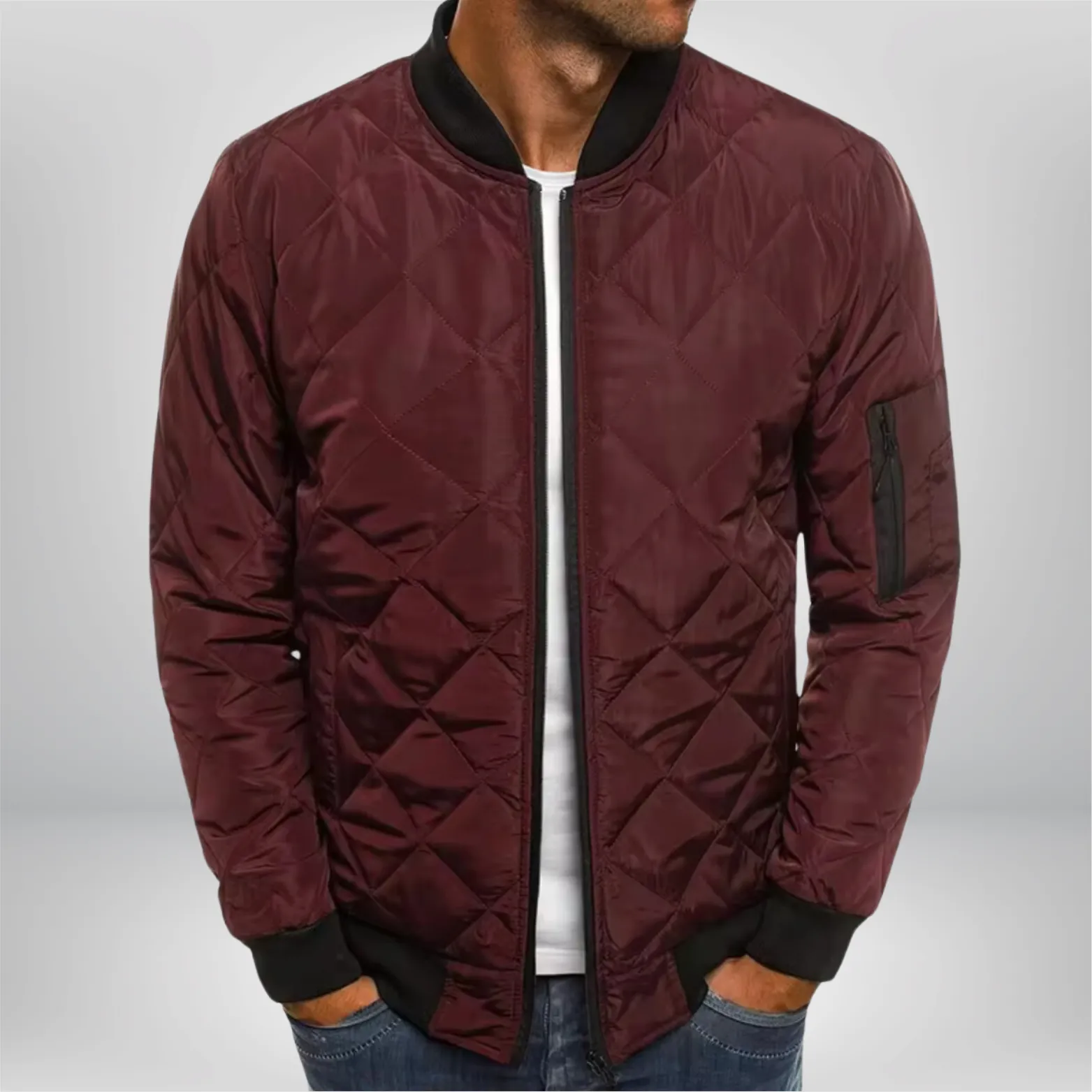 Men's Padded Bomber Jacket for Effortless Style in Cool Weather