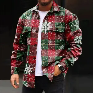 Men's Snowflake Christmas Scene Long Sleeve Jacket