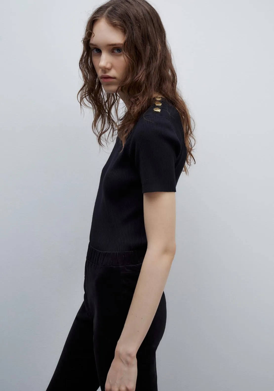 Micro-corduroy leggings - Black