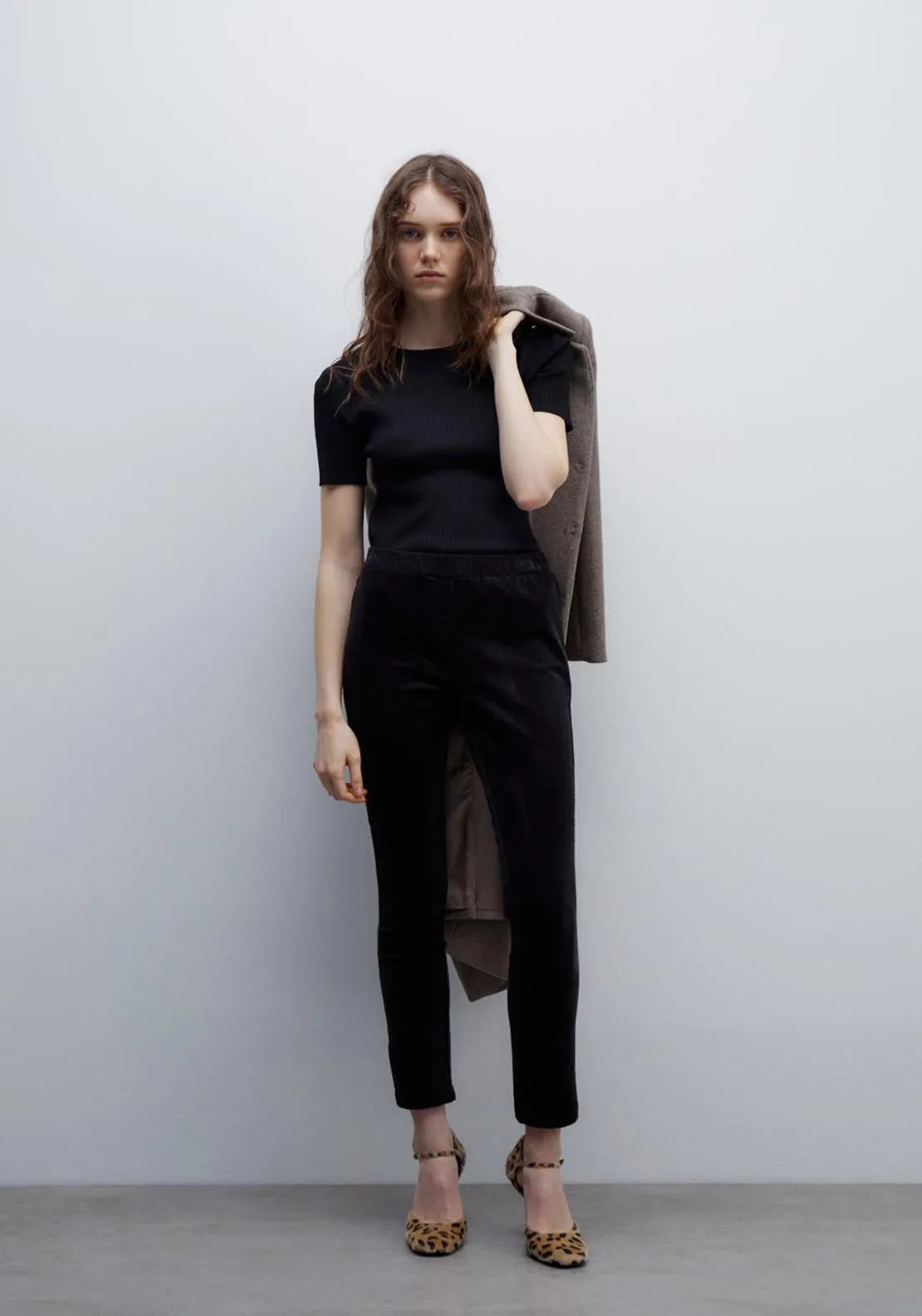 Micro-corduroy leggings - Black