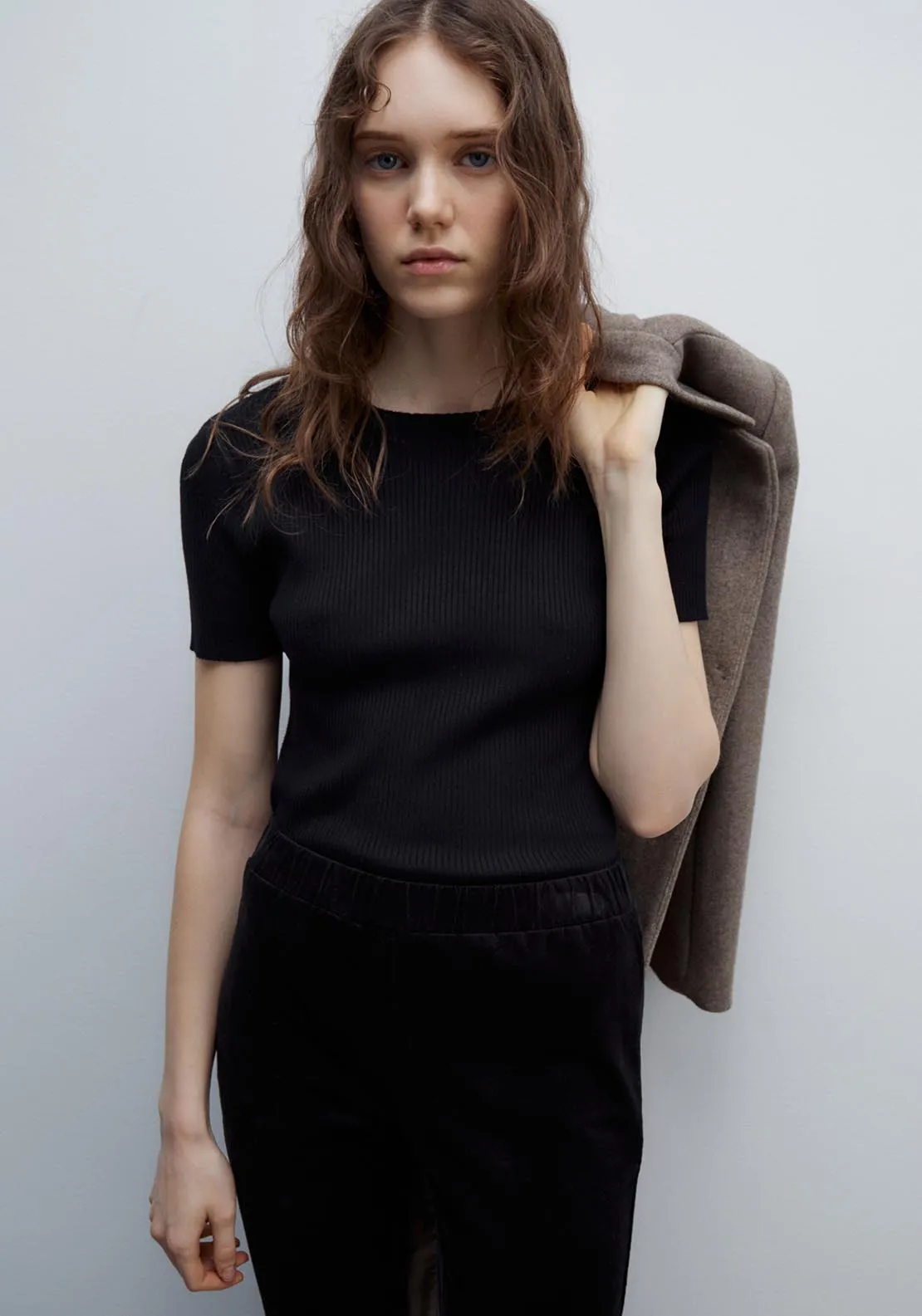 Micro-corduroy leggings - Black