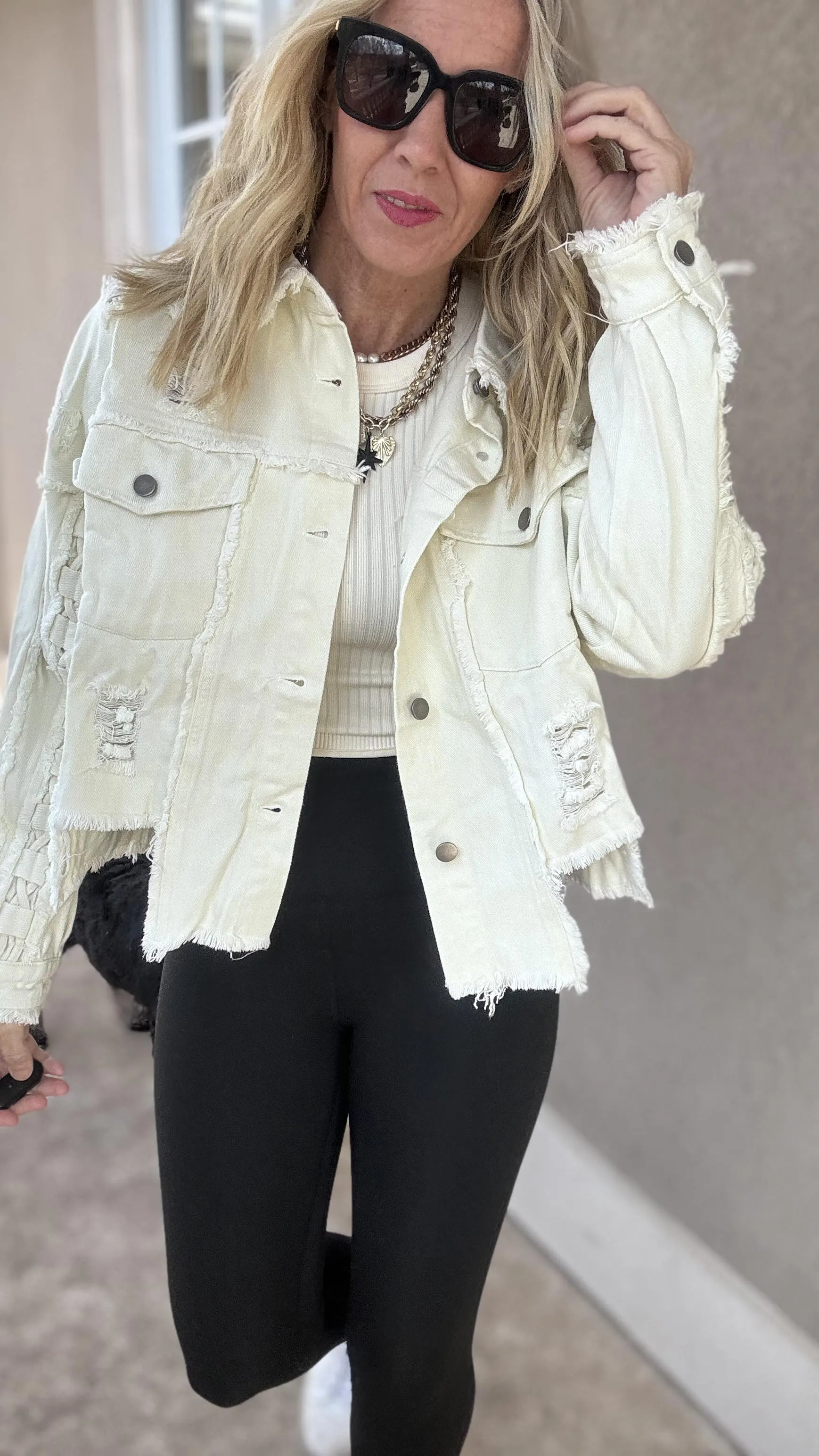 Mineral Washed Distressed Denim Jacket | OLI & HALI