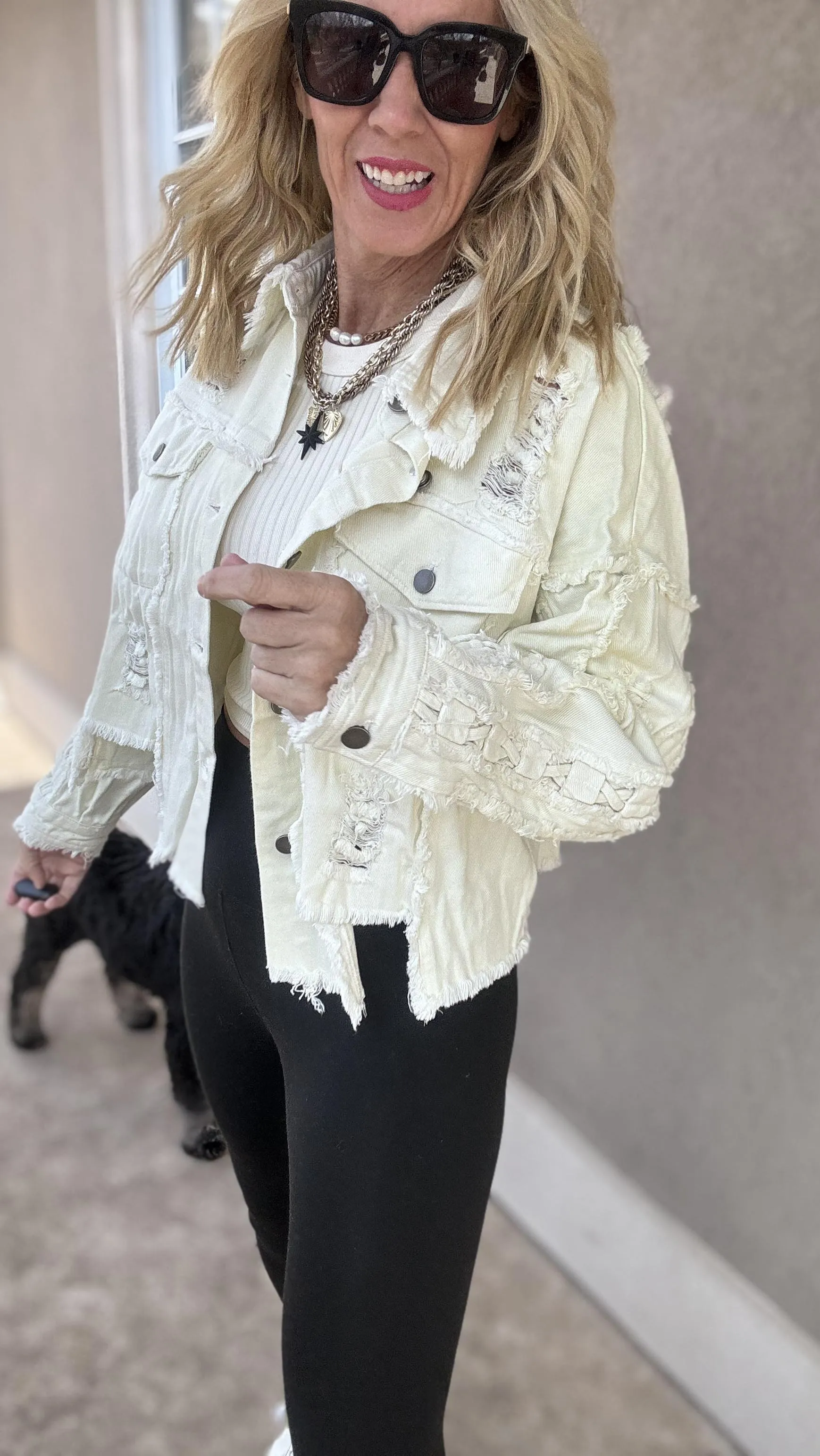 Mineral Washed Distressed Denim Jacket | OLI & HALI