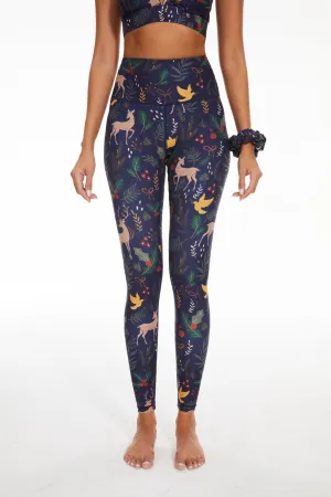 Move With You Women's High Waisted Leggings - Full Length Animal and Botanical Print Yoga Pants with Tummy Control for Active & Casual Wear