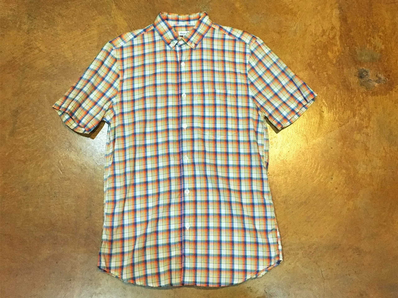 MST0019  Steven Alan Short Sleeve Single Needle Shirt  Orange Multi