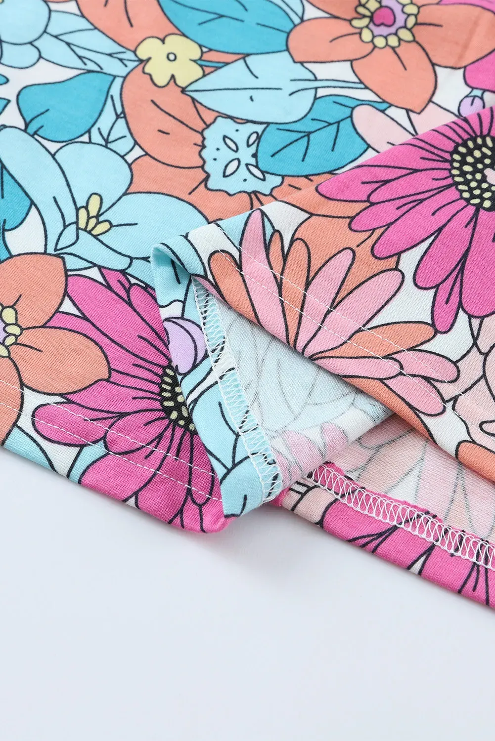Multicolor Floral Short Sleeve Top