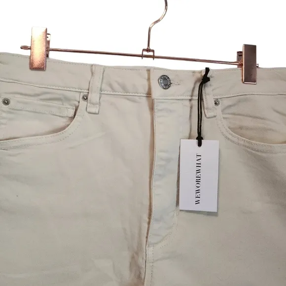 NEW Weworewhat Ivory Twill High Rise Boyfriend Short