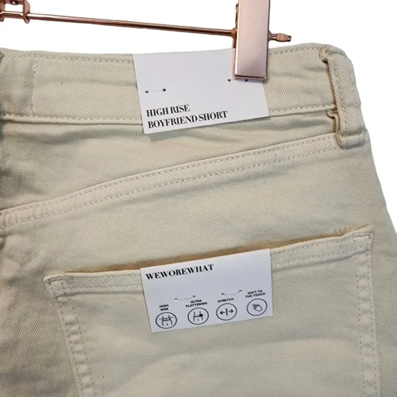 NEW Weworewhat Ivory Twill High Rise Boyfriend Short