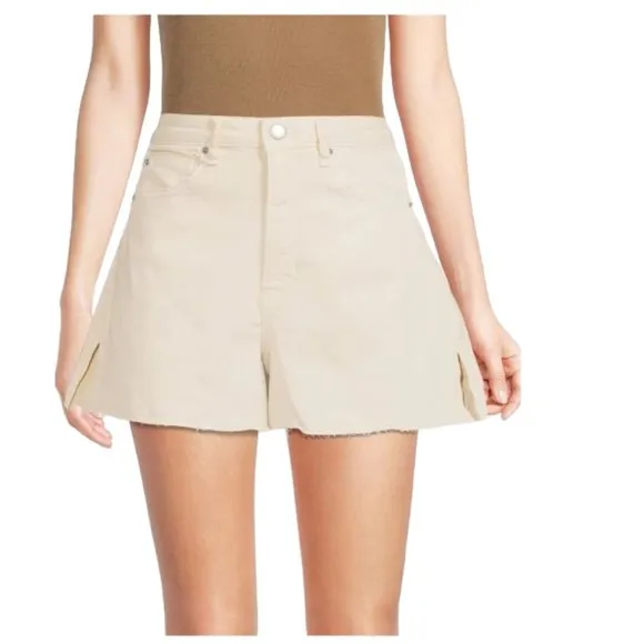 NEW Weworewhat Ivory Twill High Rise Boyfriend Short