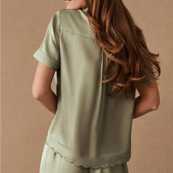 NWOT Anthropologie BHLDN Juniper Scalloped Short Pajamas Set-Small