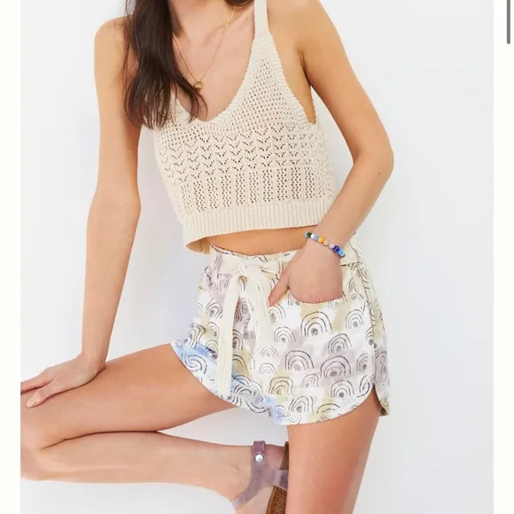 NWT Anthropologie Hanna Leathers Ultra High Rise Rainbow Shorts Sz 30 Z80-25