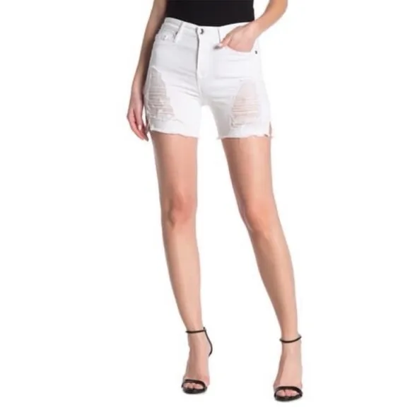 NWT GOOD AMERICAN Cut Off Shorts Gash403 White