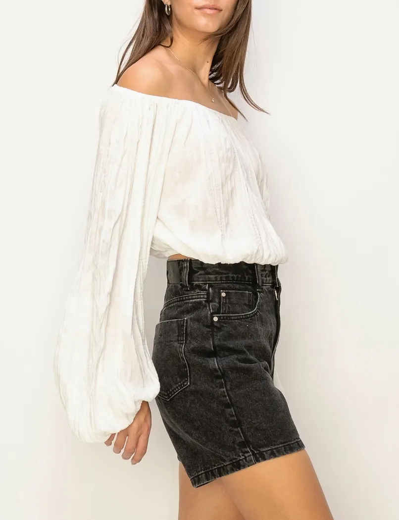 Off Shoulder Balloon Sleeve Top