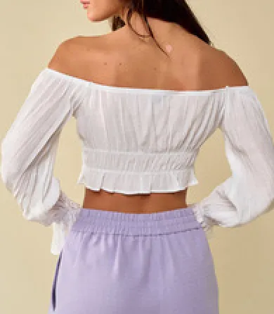 Off Shoulder Lace Up Front Crop Top