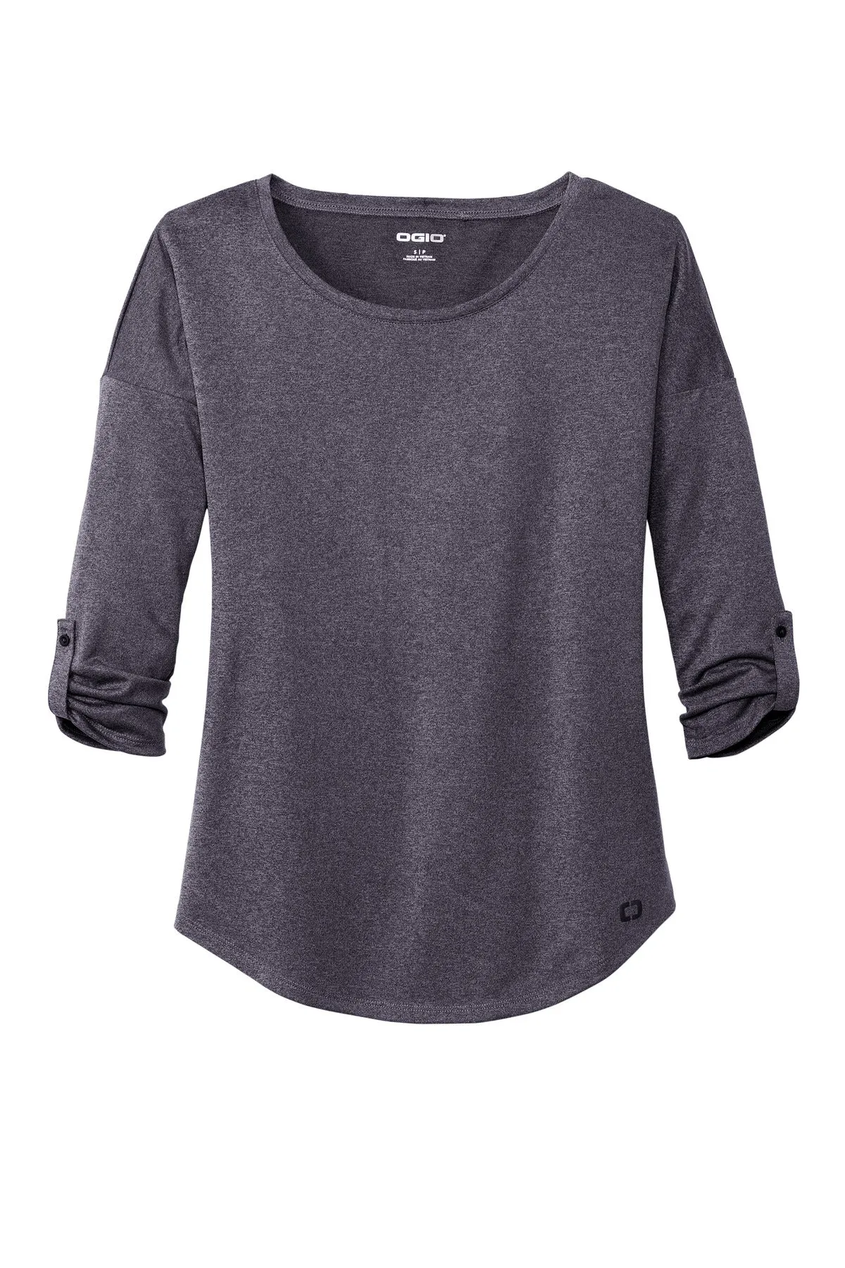 OGIO  Women's Gravitate Scoop 3/4-Sleeve . LOG141 Navy Heather