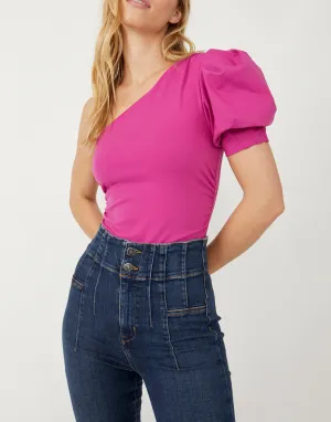 One Shoulder Puff Sleeve Bodysuit