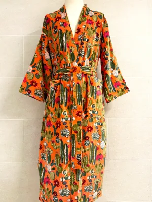 ORANGE CACTUS VELVET ROBE