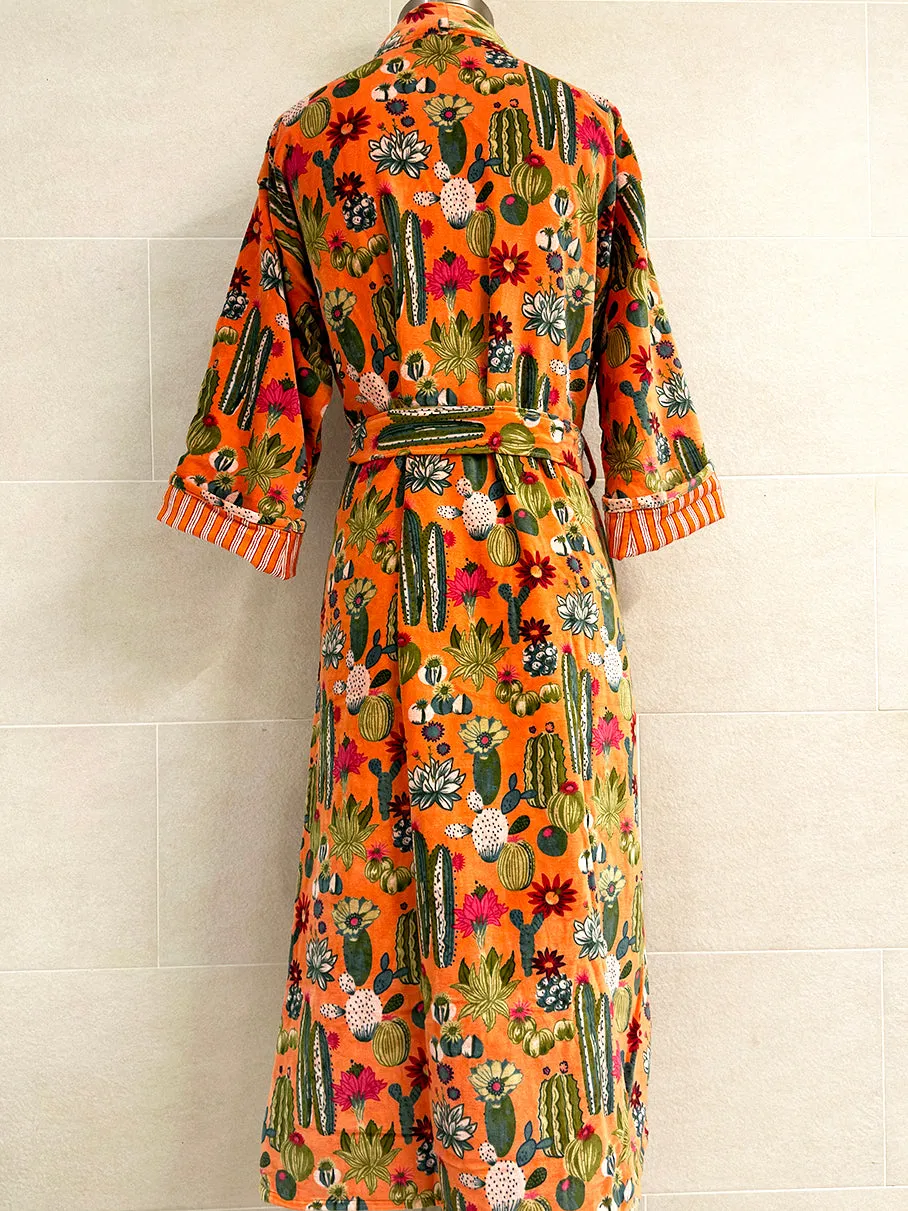 ORANGE CACTUS VELVET ROBE