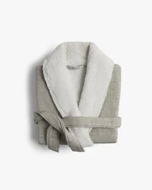 Organic Gauze Terry Robe (Moss with Cream)