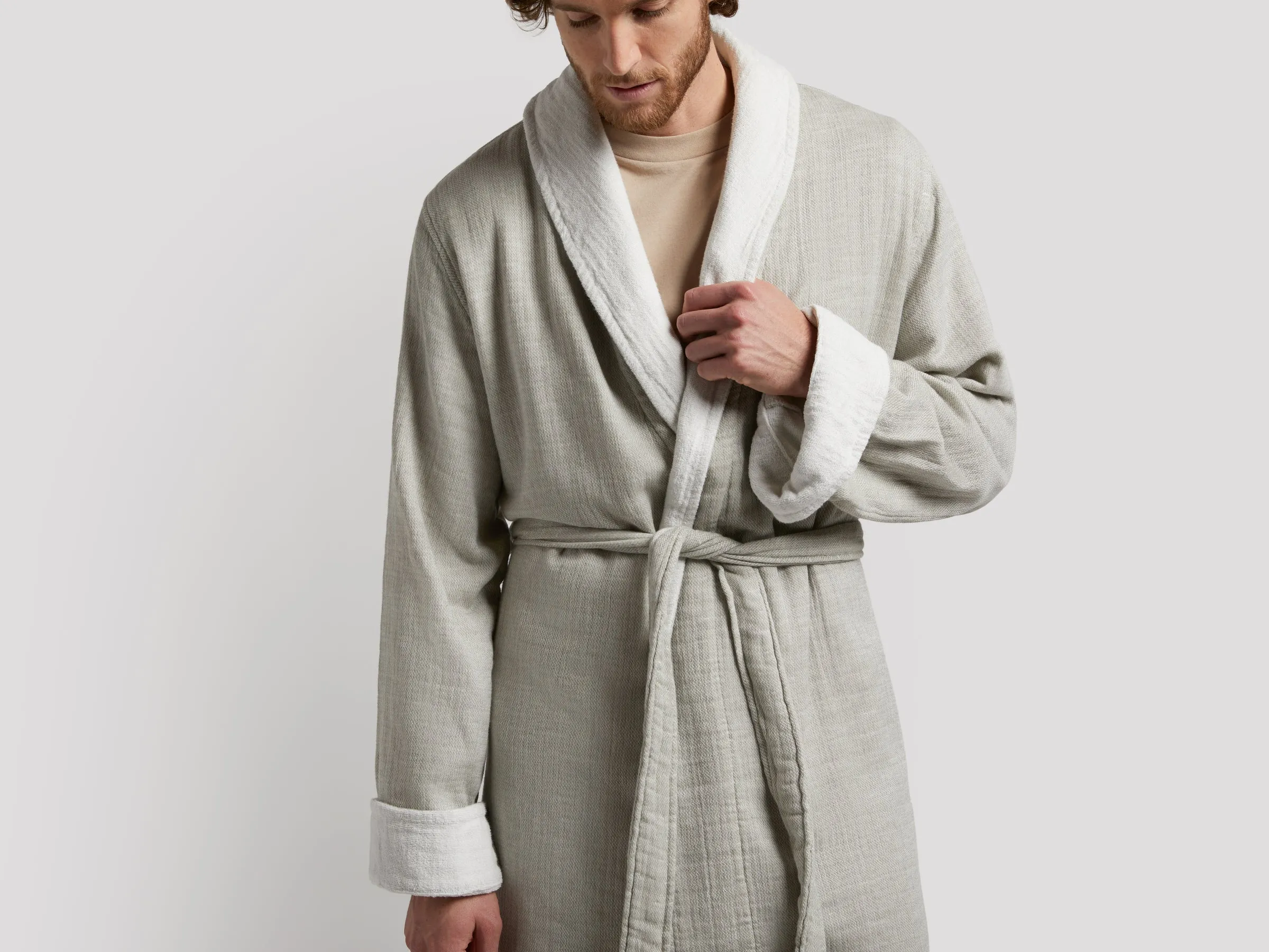 Organic Gauze Terry Robe (Moss with Cream)