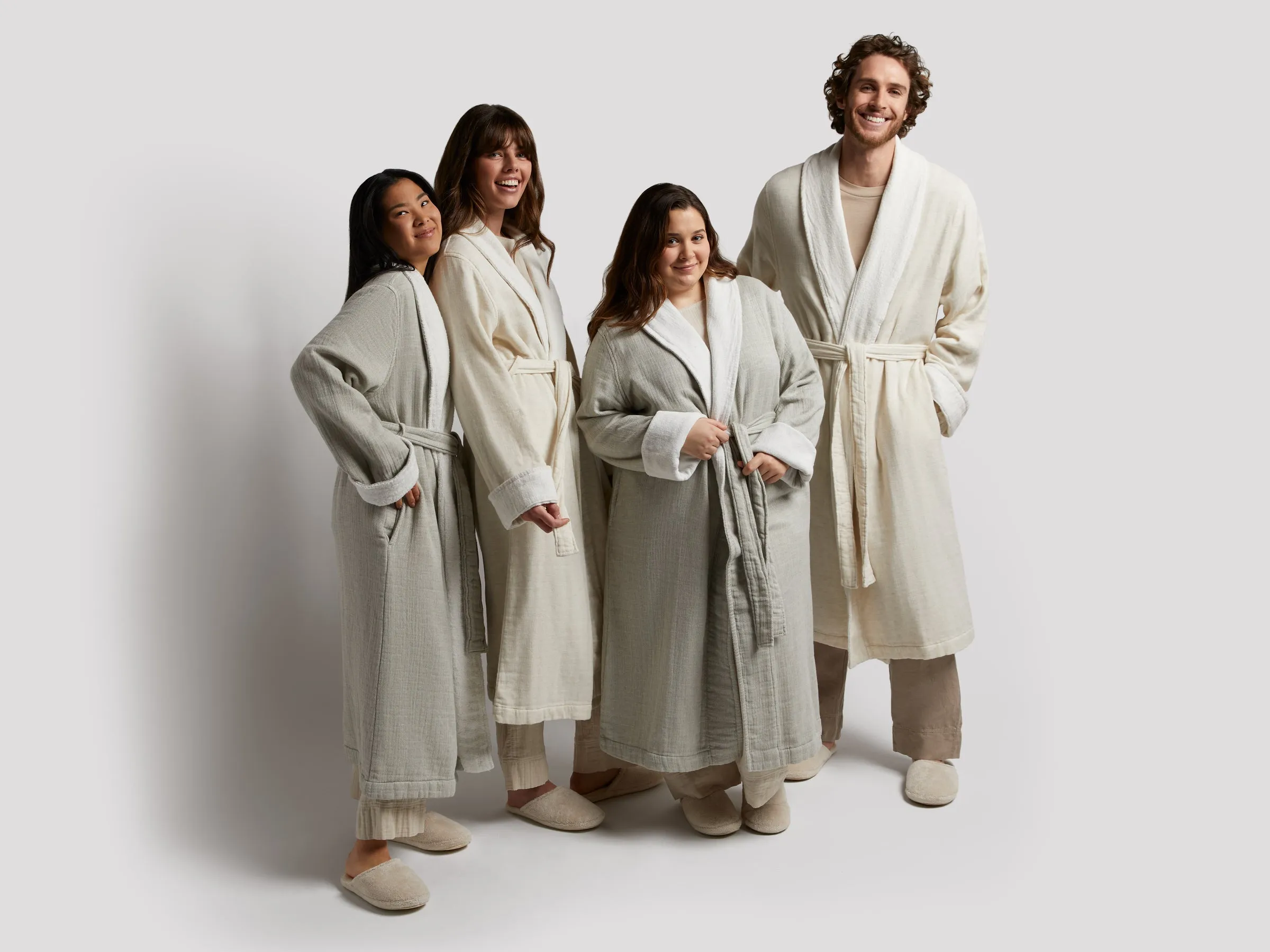 Organic Gauze Terry Robe (Moss with Cream)