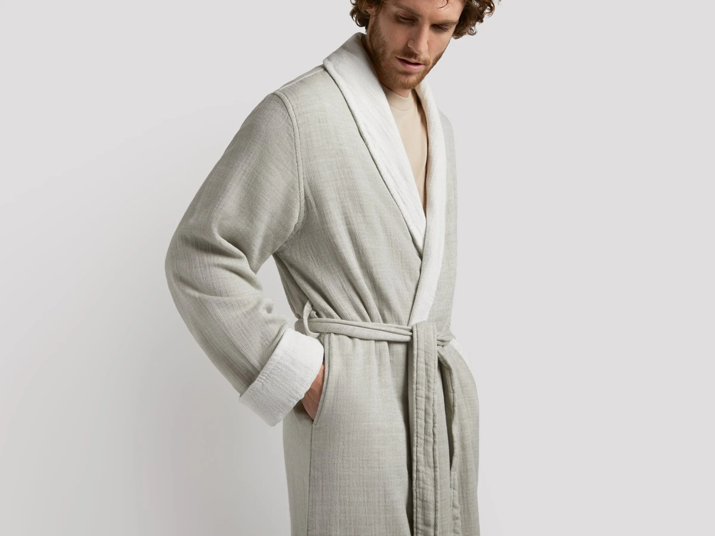 Organic Gauze Terry Robe (Moss with Cream)