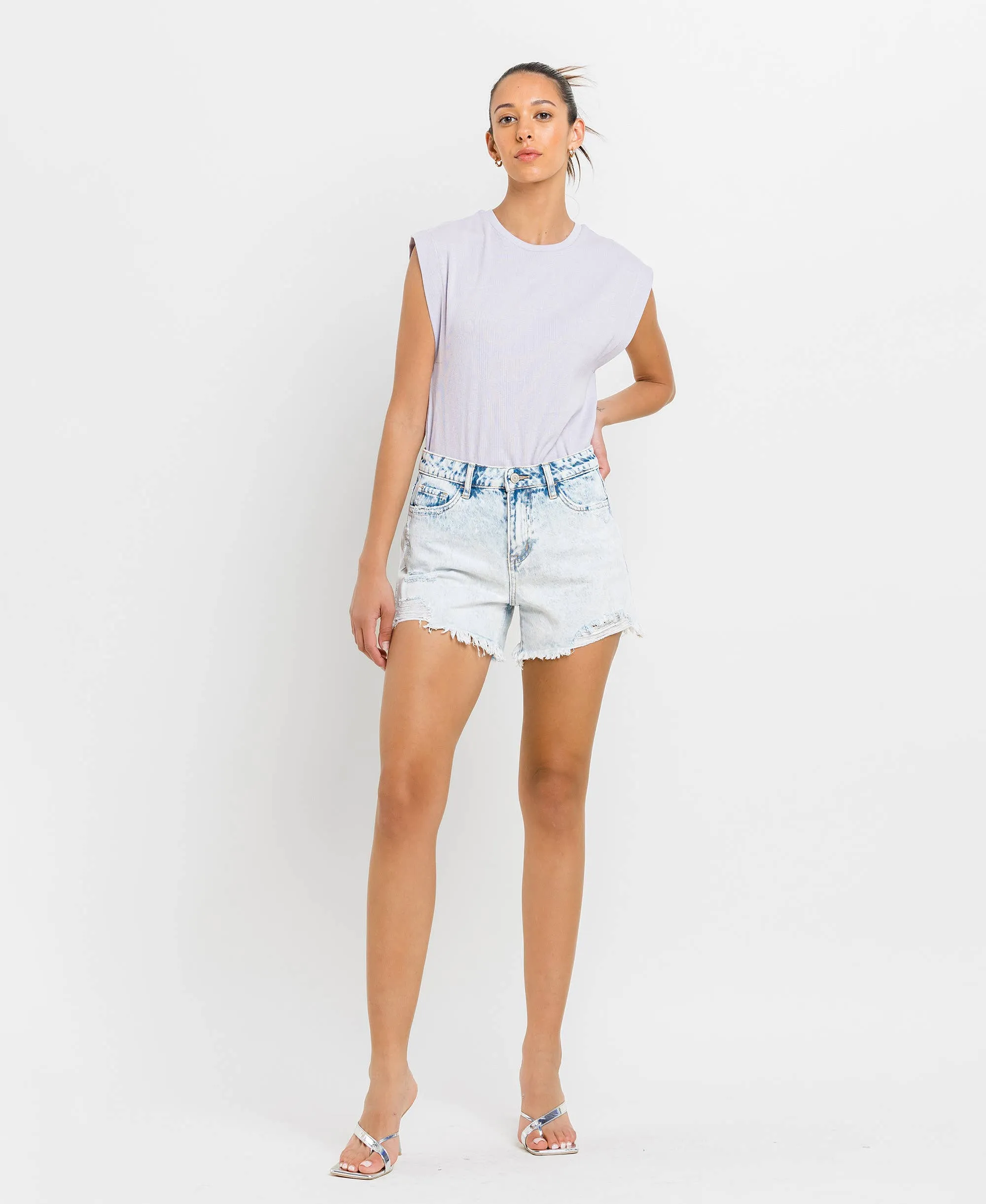 Ozzy- High Rise Distressed Shorts