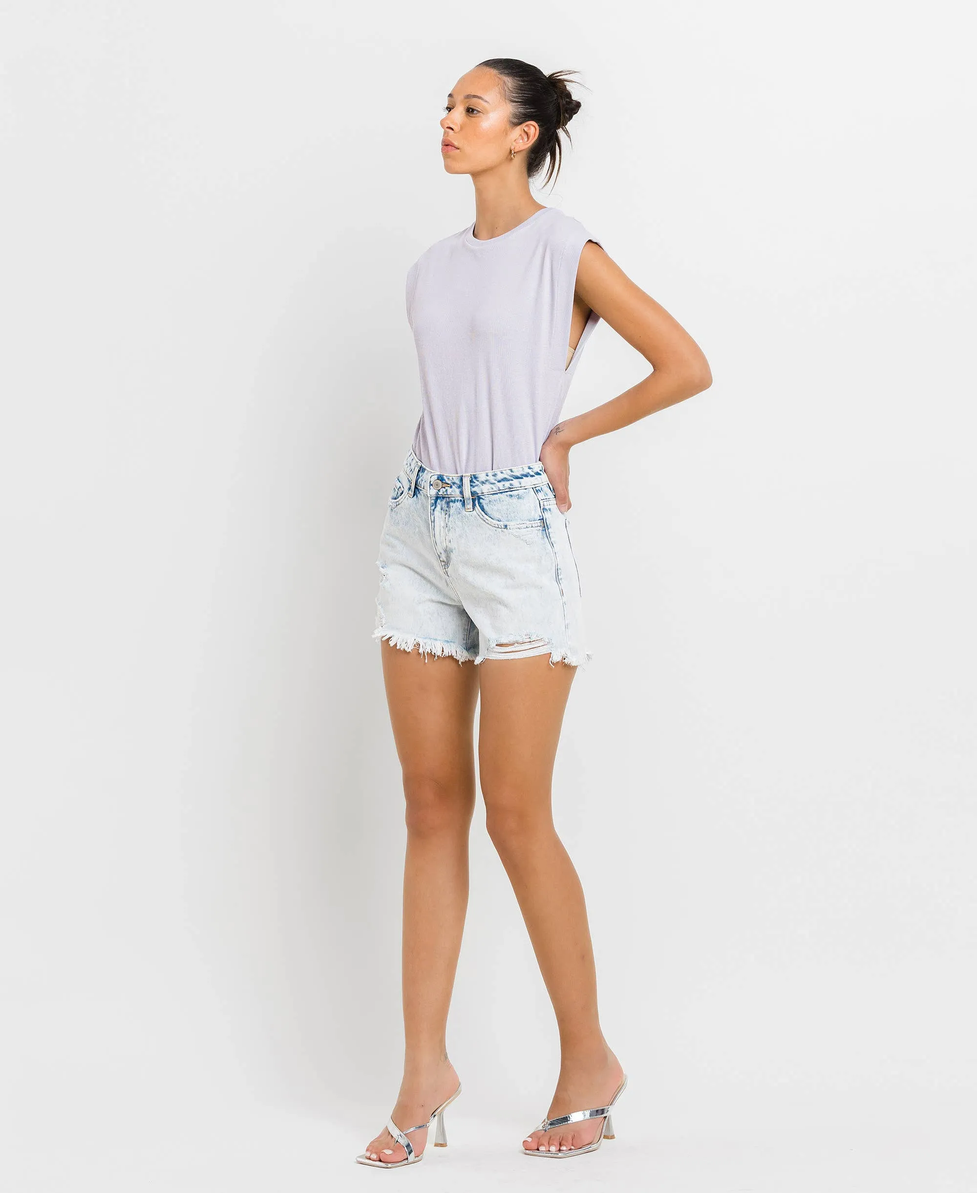 Ozzy- High Rise Distressed Shorts