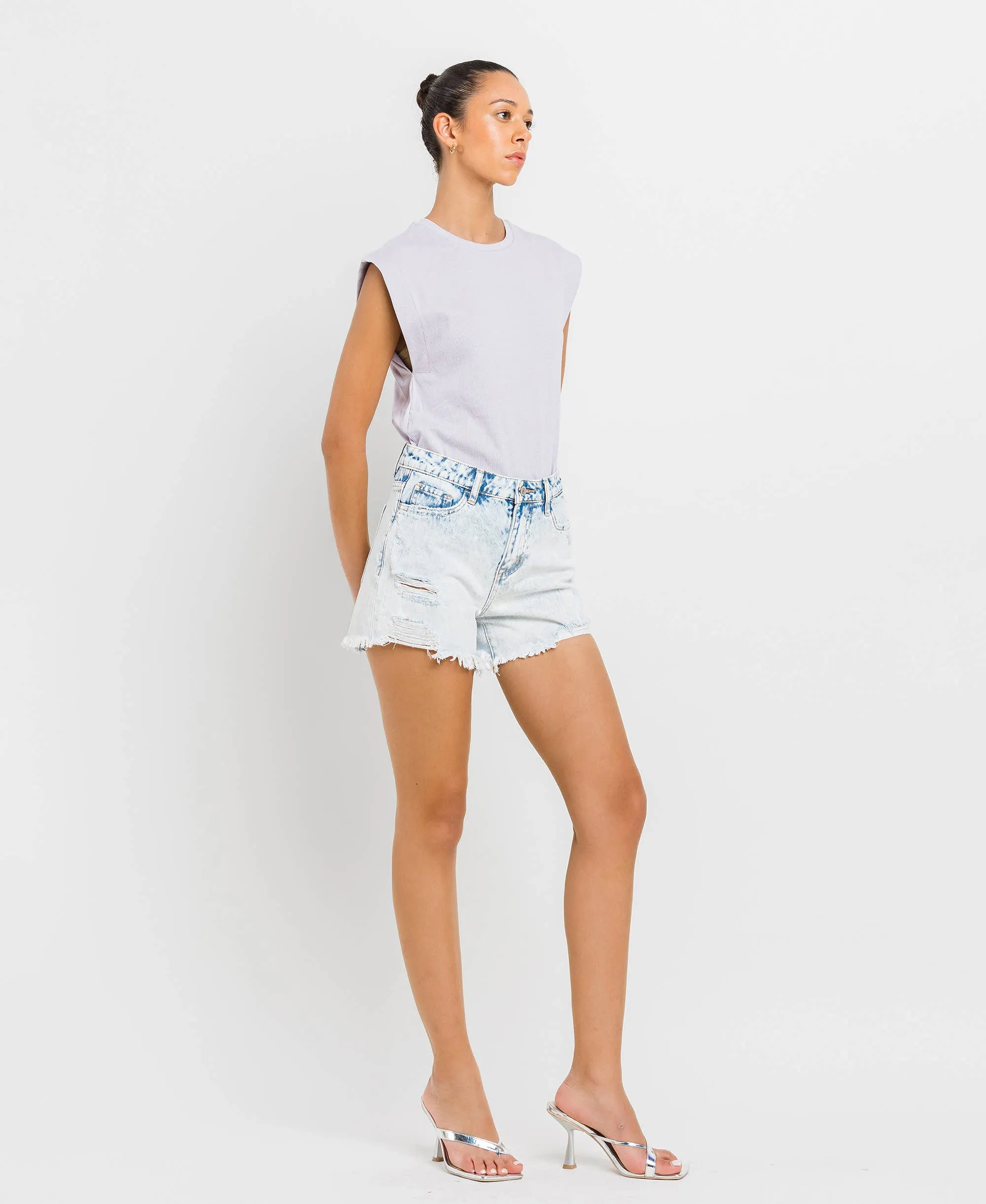 Ozzy- High Rise Distressed Shorts