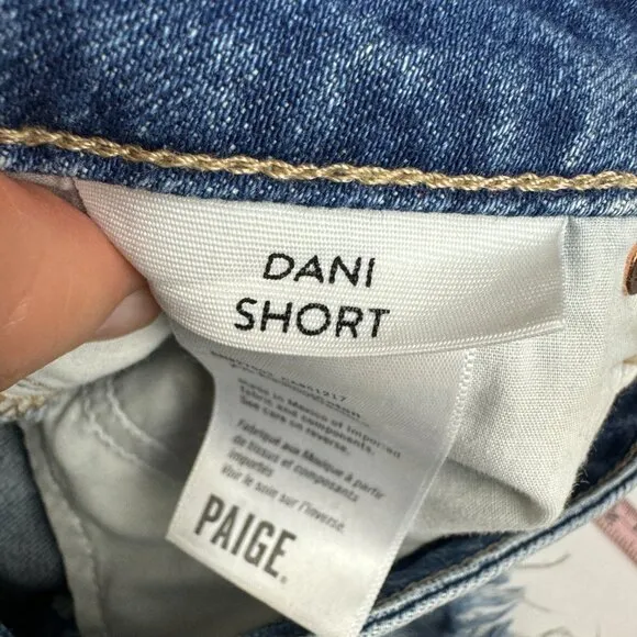 PAIGE Dani High Rise Distressed Jean Shorts Size 25