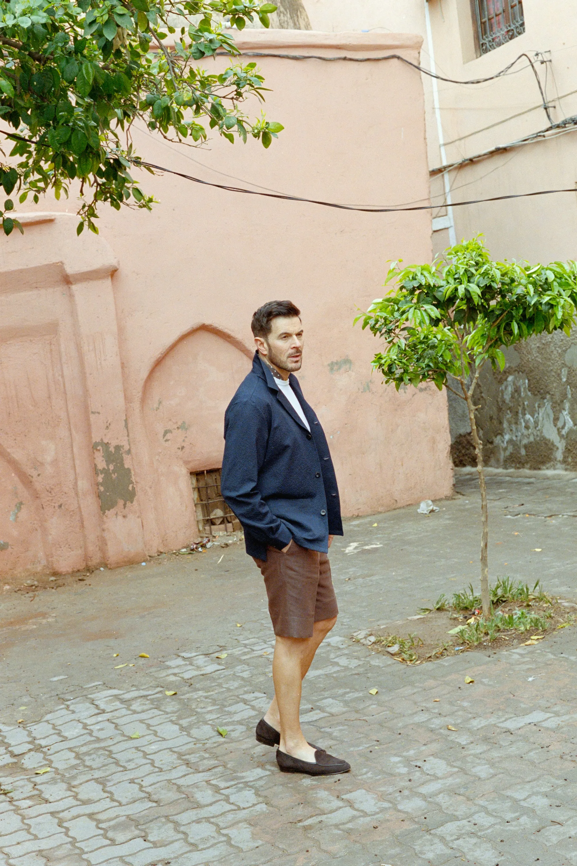 Painters Jacket in Navy Blue Seersucker