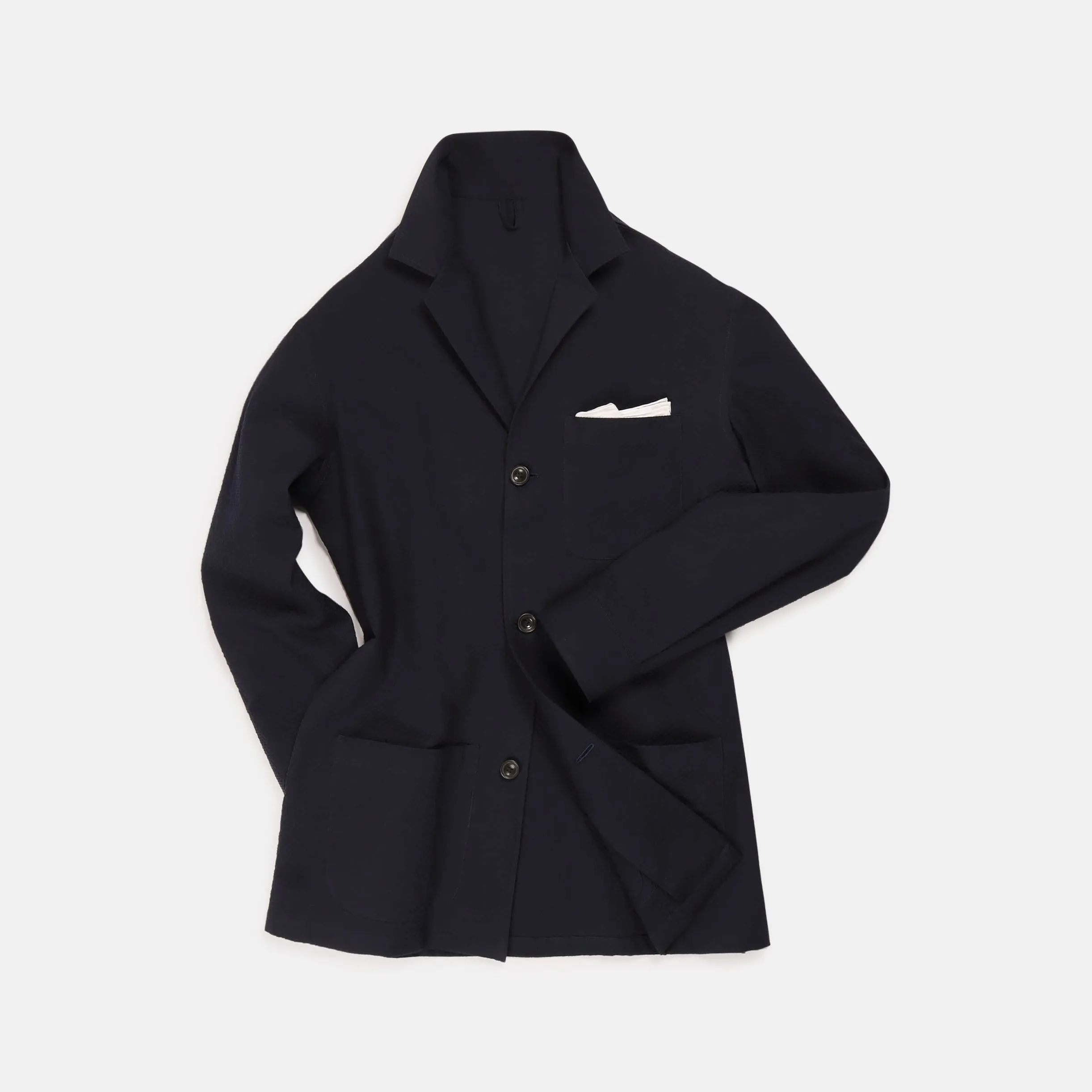 Painters Jacket in Navy Blue Seersucker