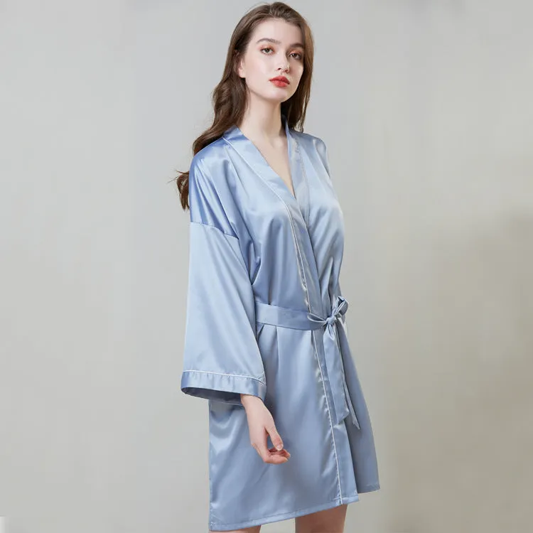 Pajamas Hot Plus-sized Emulation Silk Nightgown Women's Summer Mid-length Sleeves Morning Gowns