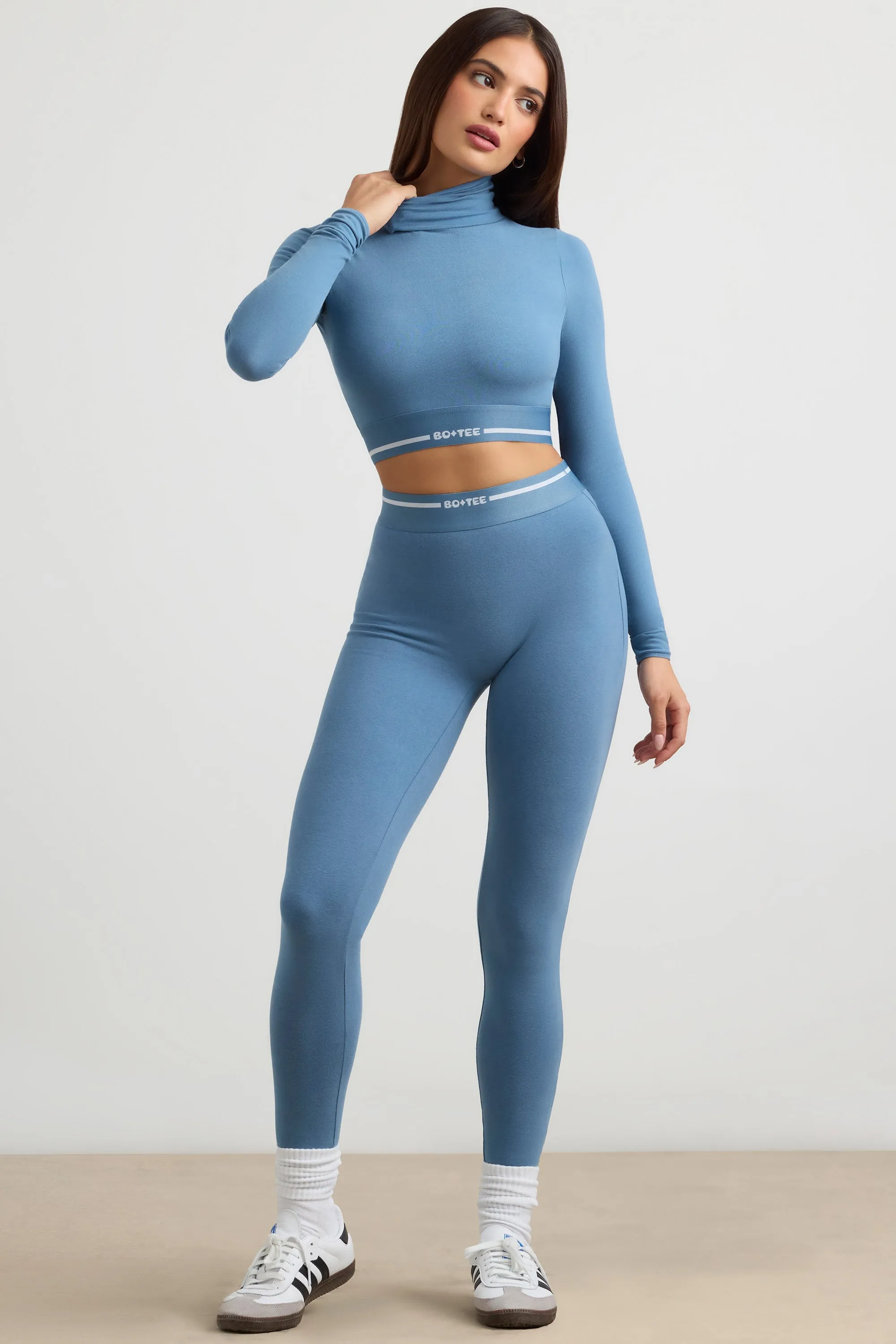 Petite High-Waist Leggings in Steel Blue