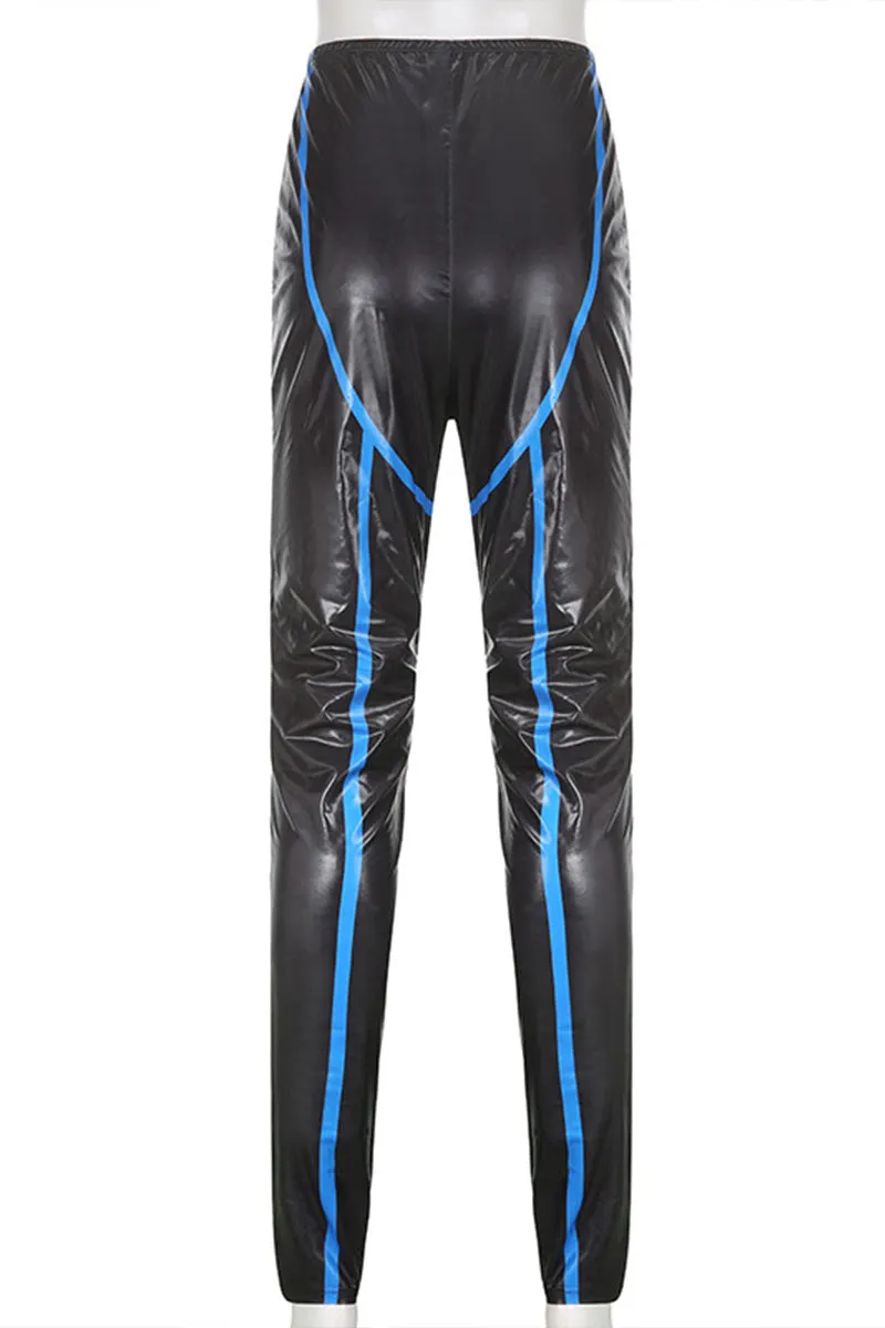 PH844 Faux Leather High Waist Leggings Pants