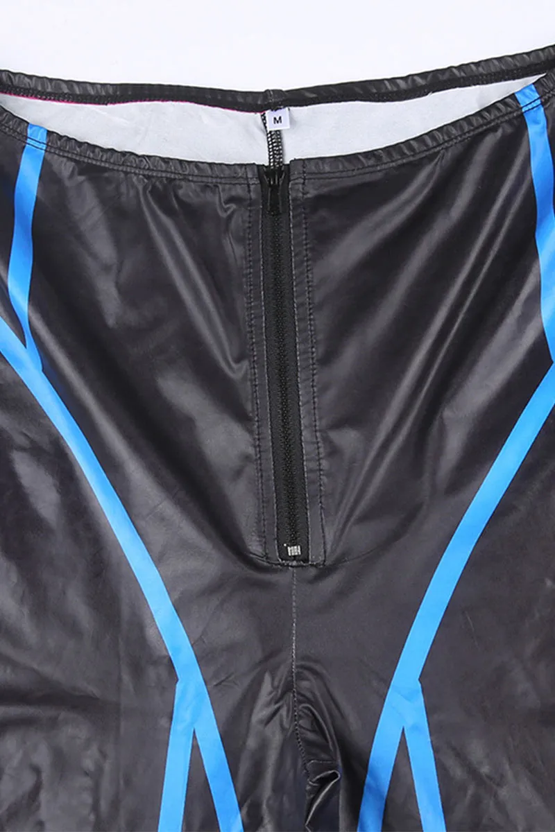 PH844 Faux Leather High Waist Leggings Pants
