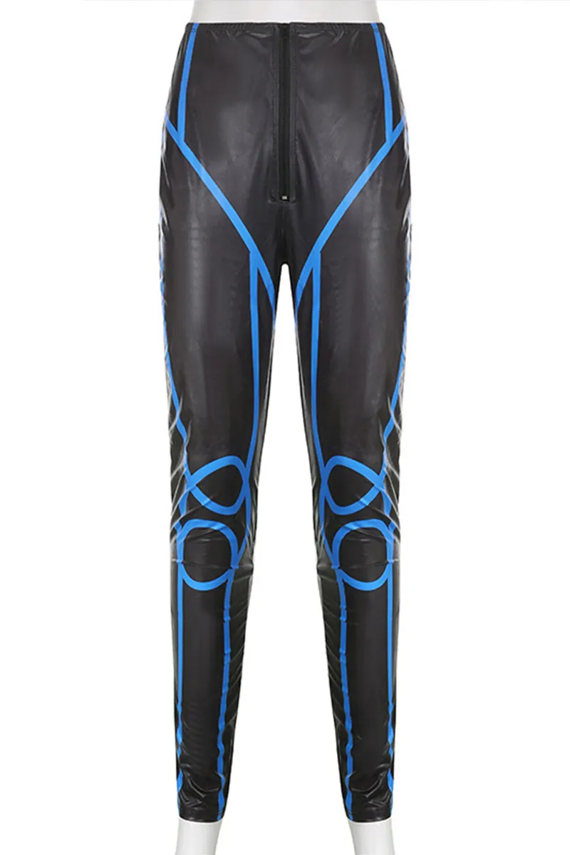PH844 Faux Leather High Waist Leggings Pants