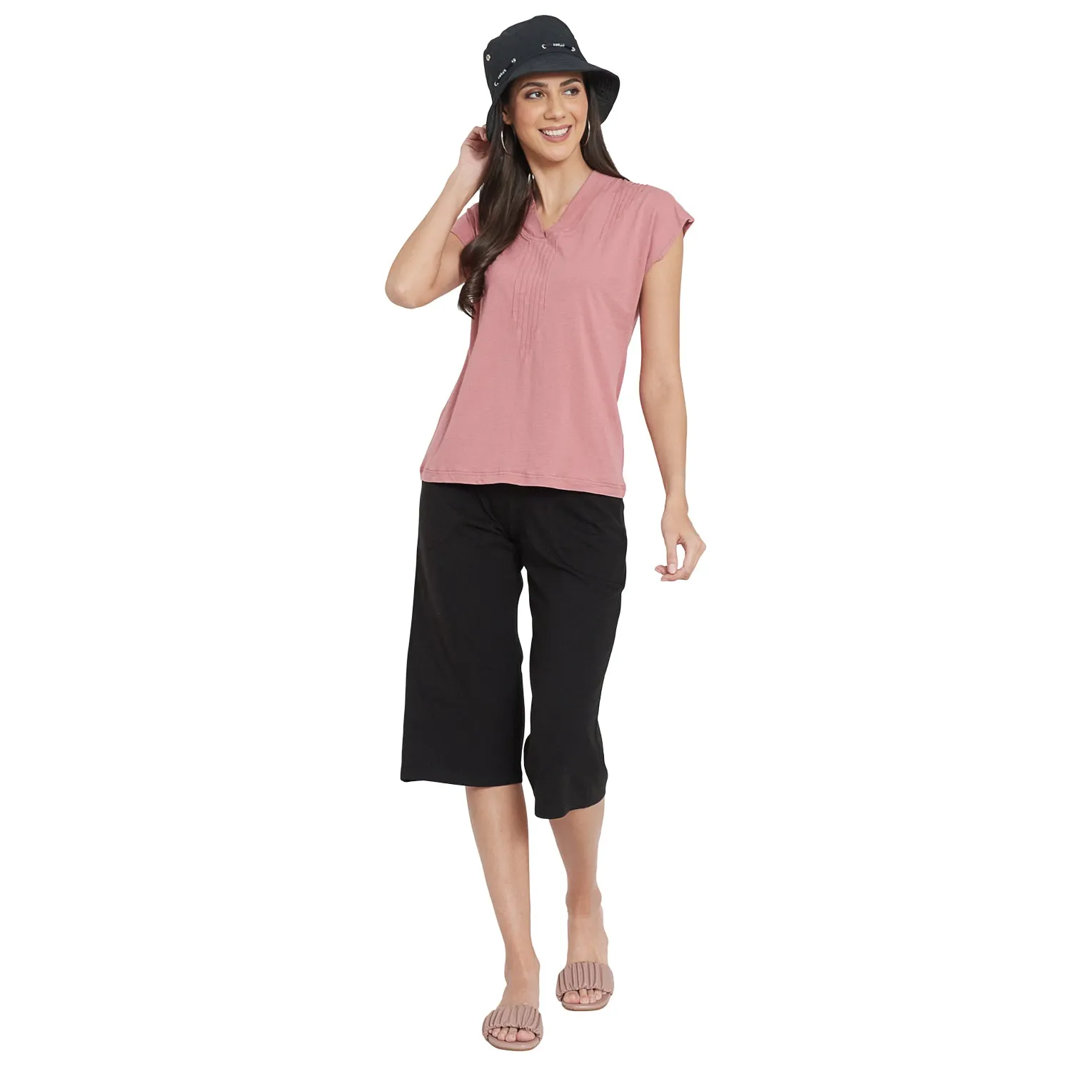PINK TUCKED DETAILED TOP