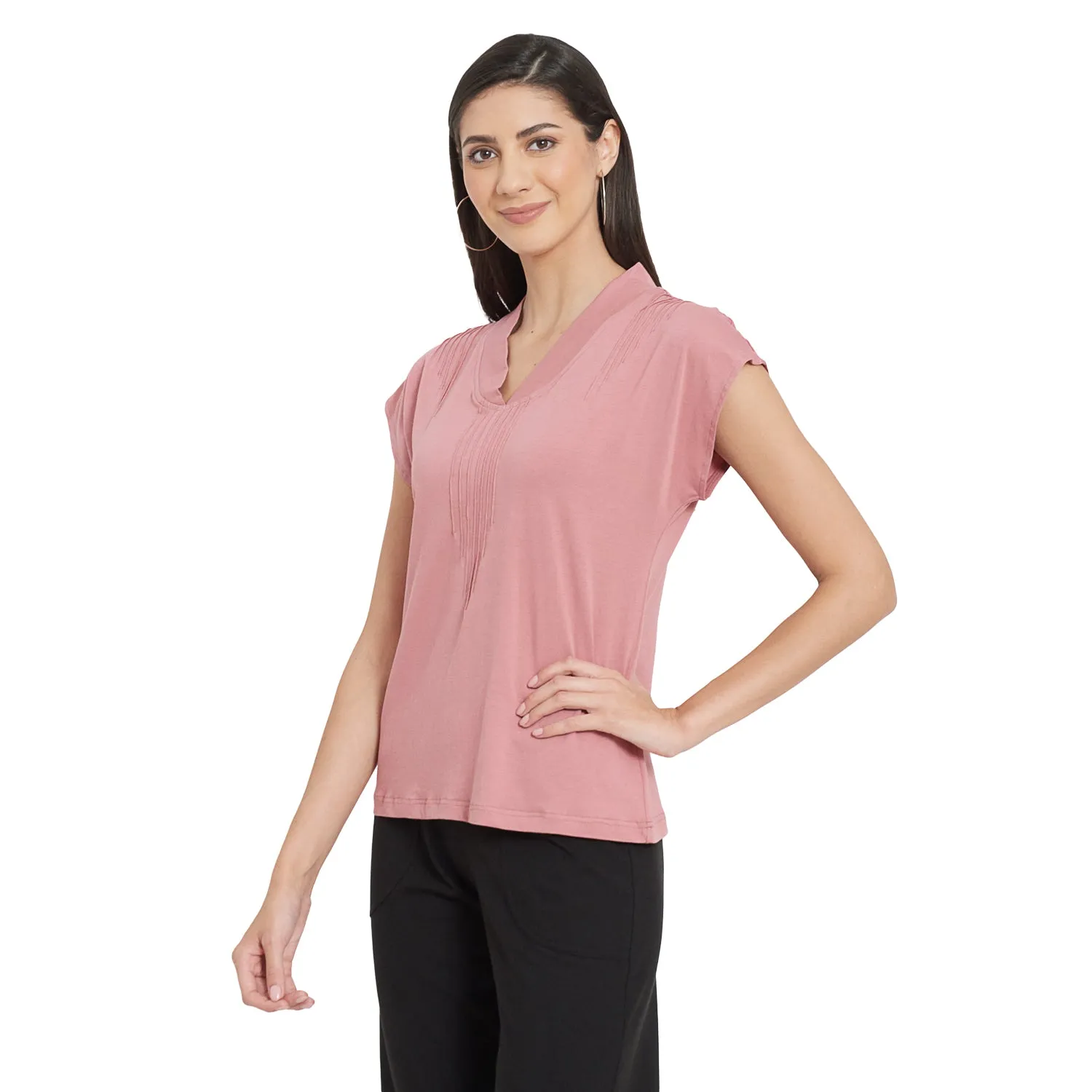 PINK TUCKED DETAILED TOP