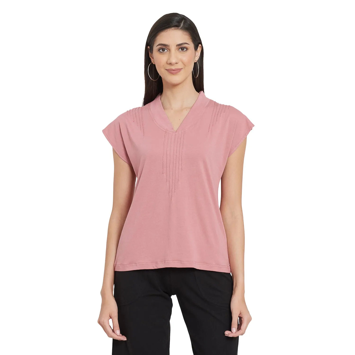 PINK TUCKED DETAILED TOP