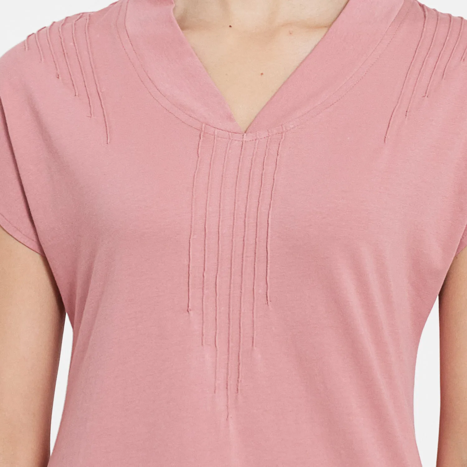 PINK TUCKED DETAILED TOP
