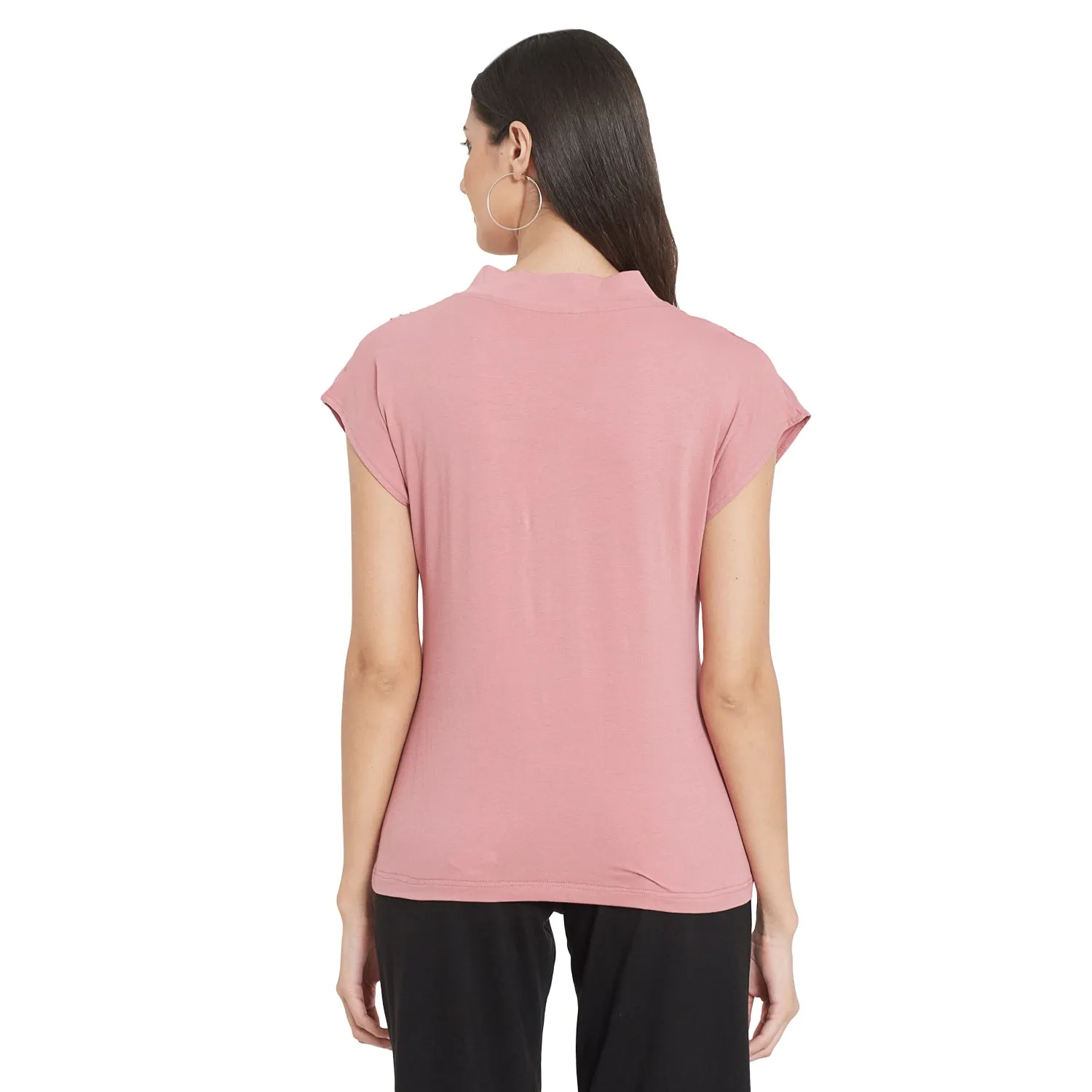 PINK TUCKED DETAILED TOP