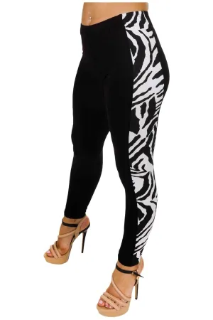 Plus Size Print Side Stripe High Waist Leggings