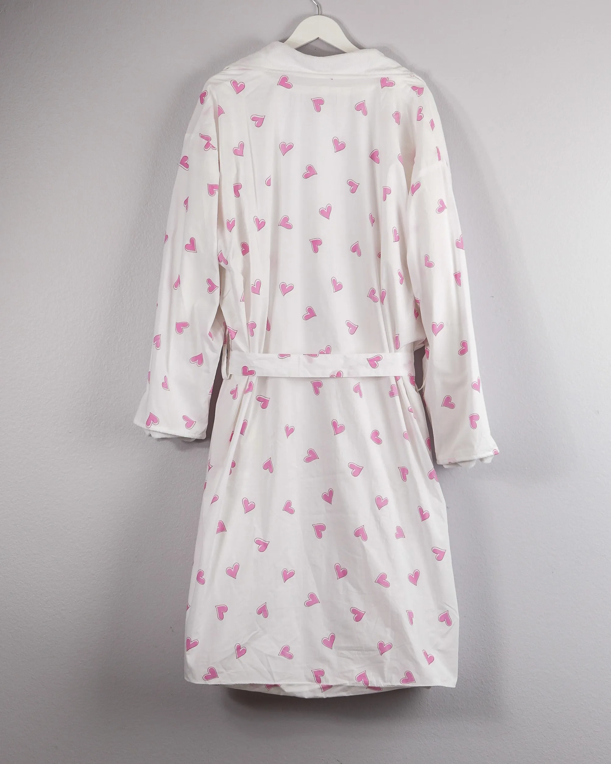 Plush Cotton Robe In Allover Pink Hearts
