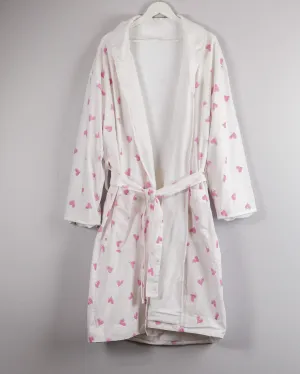 Plush Cotton Robe In Allover Pink Hearts